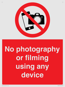 No photography or filming using any device